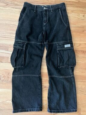 PacSun Men's Black Straight Cargo Jeans